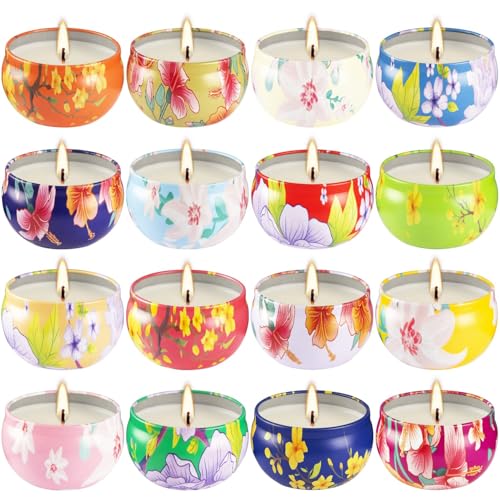16 Pack 2.5oz Ladies Scented Candle Flower Set - Unique Decorative Gifts for Home, Women's Day, Birthdays, Bridesmaids, An...