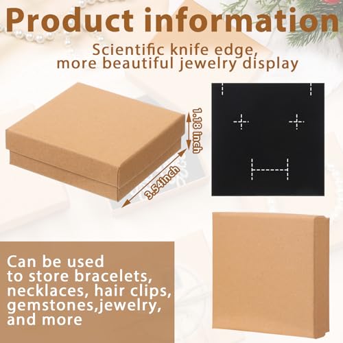 Tenceur 100 Pcs Jewelry Gift Boxes Bulk Kraft Jewelry Cardboard Box for Necklace Earring Bracelet Storage Package