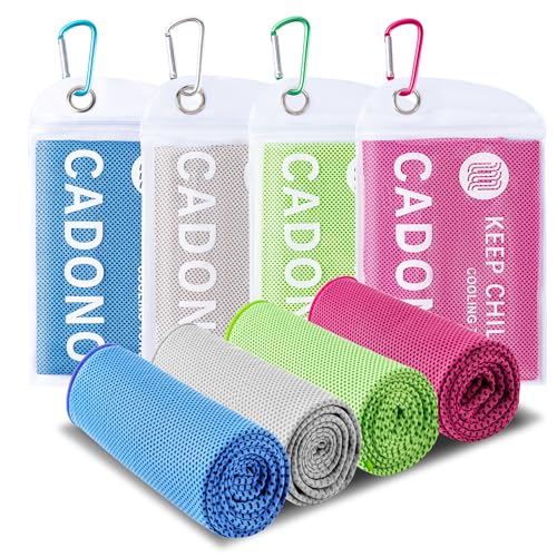 CADONO 4 Pack Cooling Towel (40"x12"), Soft Breathable Chilly Towel, Ice Towel, Microfiber Towel for Yoga, Sport, Running,...