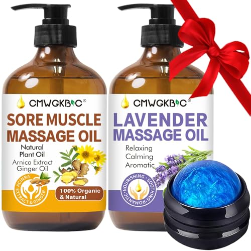 Massage Oil for Massage Therapy,Lymphatic Drainage-Ginger Oil Sore Muscle Arnica Oil &Lavender Oil Relaxing Massage Oils f...