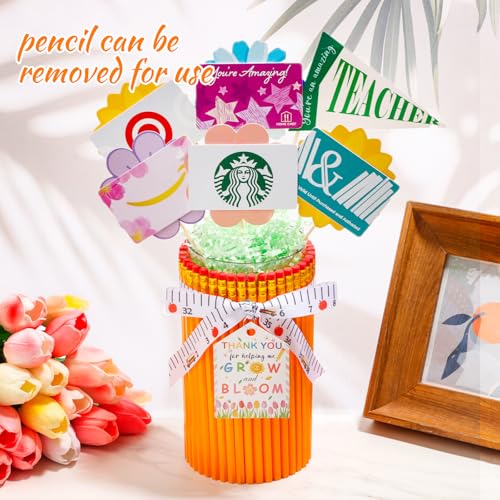 dzbGift Teacher Appreciation Gifts-Pencil-Shaped Flower Vase,Gift Card Holder,Pencil Holder,Teacher vase Gift for Back to ...
