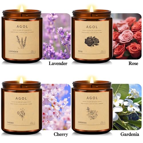 4 Pack Scented Candles for Home, 36 Oz 200 Hours Burn, Luxury Amber Jar Natural Soy Candles, Aromatherapy Candles Set, Can...