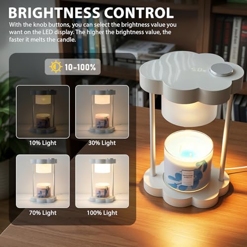 Xuoity Cloud Candle Warmer Lamp with Dimmer, 0-6 HoursTimer, Glass Shade with Light Transmission, Stylish Home Decor, Hous...