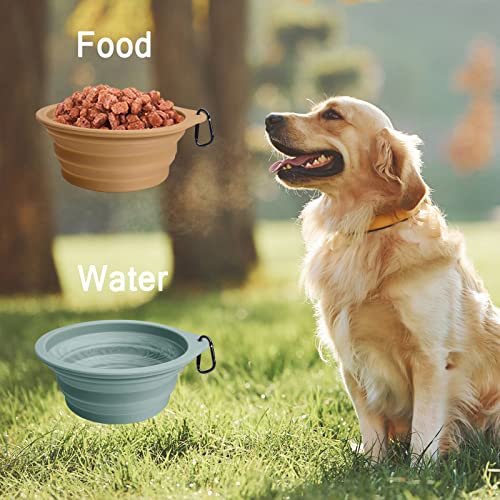 PetBonus 2-Pack Silicone Collapsible Dog Bowls, BPA Free Dishwasher Safe, Portable Foldable Expandable Travel Bowl, Food W...