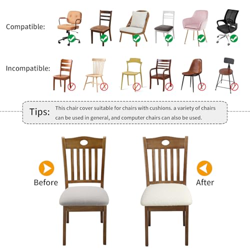 Fuloon Stretch Chair Seat Covers 2 PCS, Removable Washable Dining Chair Covers Anti-Dust Dining Room Seat Cushion Slipcove...