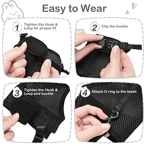 PETTOM Bunny Rabbit Harness with Stretchy Leash Cute Adjustable Buckle Breathable Mesh Vest for Kitten Small Pets Walking...