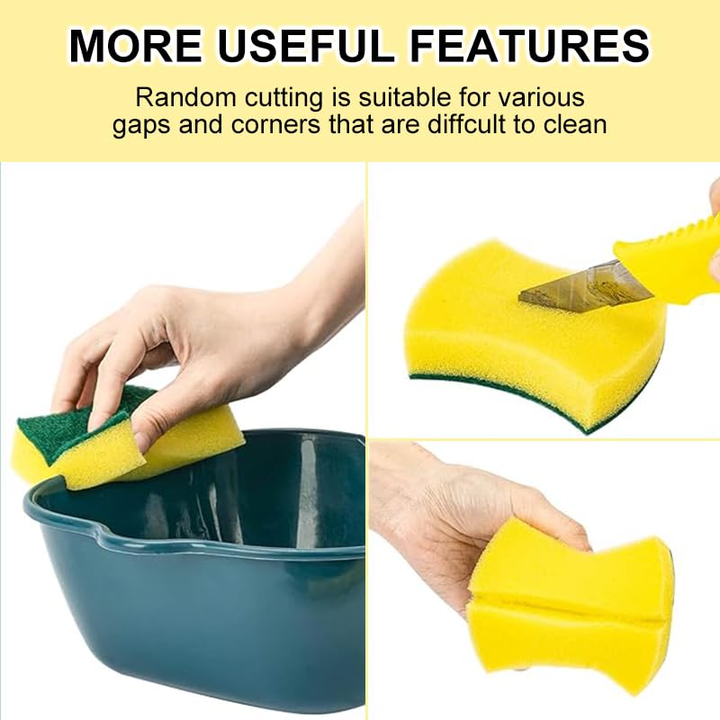 10 Pcs Kitchen Cleaning Sponge, Double Face Non-Scratch Scrub Sponge, Super Absorbent Multi-Use Cleaning, Widely Used in K...