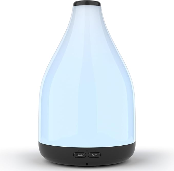 KinYiLO 300ML Essential Oil Diffuser, Quiet Aromatherapy Diffuser Mist Humidifier with 7 Colors Light, Auto-Off, 1H/3H/6H ...