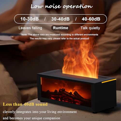 Holwim Fireplace Essential Oil Diffuser, Aromatherapy Diffuser, 150ml Ultrasonic Cool Mist Humidifier, 7 Colors Firelight ...