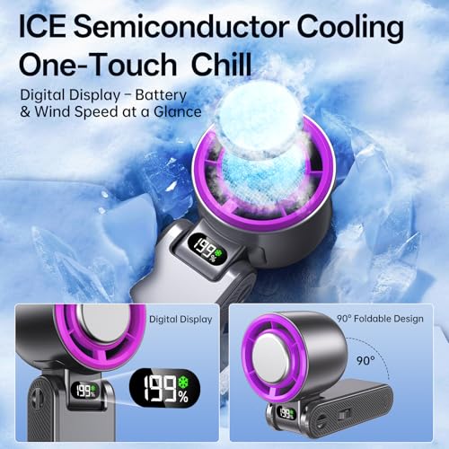 Coolhill Handheld Portable fan with Turbo Cooling - Hand Held Fan Rechargeable, 1-100 Speeds, Up to 12Hrs Battery Life, Po...