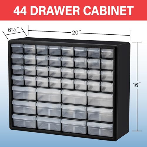 Akro-Mils 44-Drawer Plastic Drawer Storage Cabinet for Garage Organization, Bead Organizer, Building Bricks Storage, Teach...