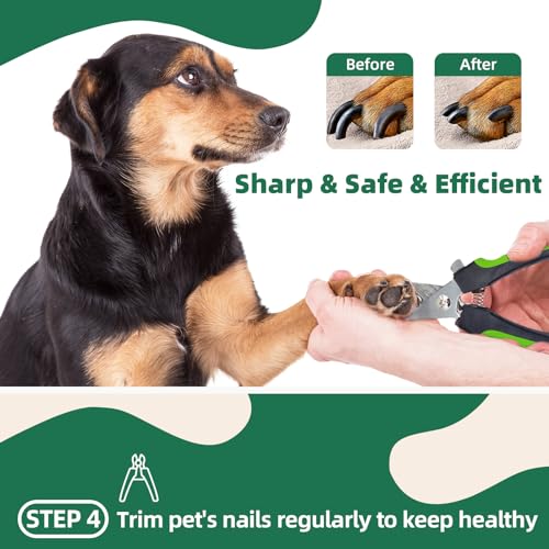 KUEIOX Pet Grooming Kit - 7 PCS Green Deshedding Brush Set with Undercoat Rake, Slicker Brush, Bath Brush & Nail Clipper f...
