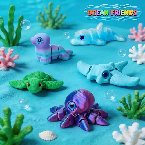 25Pcs 3D Printed Animals , Articulated Fidget Toy, Desk Pet for Students, Pocket Pets for Anxiety Relief, 3D Printed Fidge...