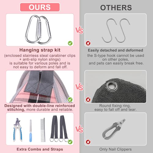 BEAUTYZOO Dog Grooming Hammock for Small Dogs Cat- Dog Sling for Nail Trimming/Clipping- Dog Hanging Harness Holder with T...