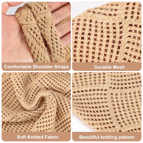 Sightor Crochet Tote Bag, Mesh Beach Bag Knit Summer Hobo Bag Vacation Boho Tote Bag for Women