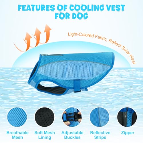ROZKITCH Dog Cooling Vest, Evaporation Cooler Jacket with Adjustable Buckle for Outdoor Hunt Camp Training Reflective Desi...