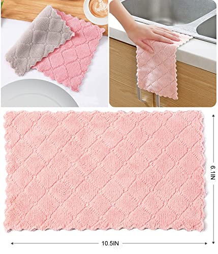 12 Pack Kitchen Towels Quick Dry Washcloths, Coral Velvet Dishtowels Multipurpose Reusable Cloths, Soft Tea Absorbent Clea...