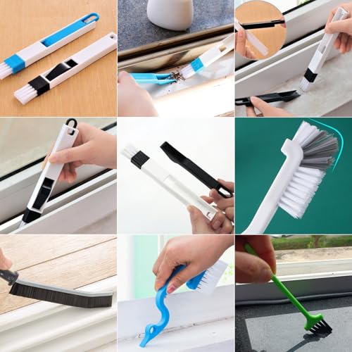 CRAFNEW 14Pcs Window Track Cleaning Tools, Deep Clean Groove Gap cleaning brush Kit for Window/Door Tracks, Sliding Doors,...