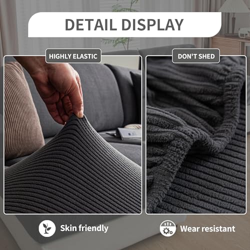 QIANMEW Couch Cushion Covers, Comfort Soft Magic Sofa Covers Washable Stretch Resistant Slipcovers for Sectional and L Sha...