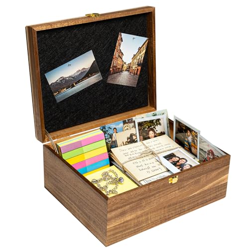 Keepsake Box – Wooden Keepsake Memory Box with Hinged Lid, Tree of Life Engraving, Large Acacia Wood Box 11"x8.6"x5", Felt...