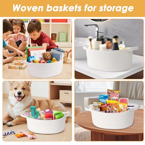 HOBASKET Small Woven Cotton Rope Basket for Gift with Bags and Ribbons, Durable Baskets for Christmas Halloween Gifts Empt...
