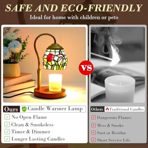 XIFEINIU Candle Warmer Lamp with Timer Dimmer, Adjustable Height Candle Warmer for Jar Candles, Birthday Gifts for Women N...