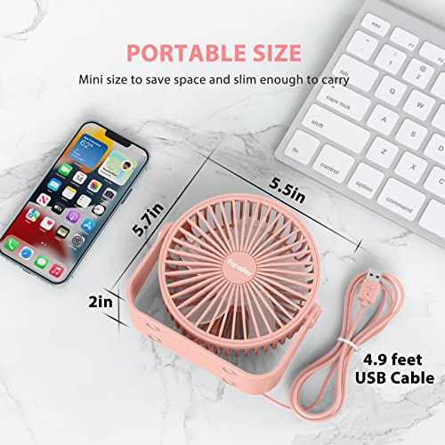 FARADAY USB Desk Fans 5 Inches Portable Table Fans 360° Head Rotation Small Personal Desktop Fan for Home Office, 3 Speed...