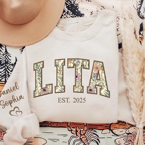 UrbanNEST Personalized Floral Embroidered Applique Grandma Sweatshirt, Custom Grandma Gifts from Grandkids, Christmas 2025