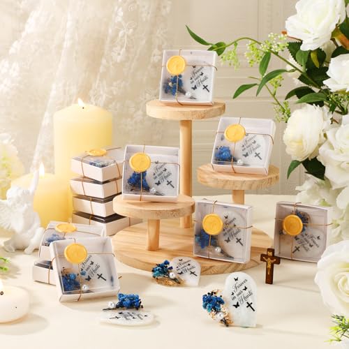 Tellegloww 24 Sets Funeral Favors for Guests, Heart Shaped Fridge Magnets with Dried Flowers and Tag, Celebration of Life ...