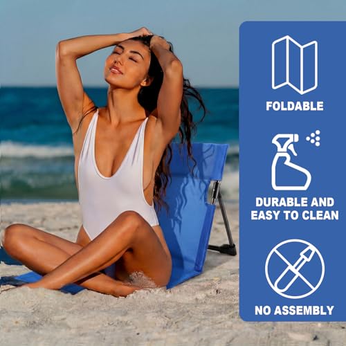 Karenhi 2 Pcs Foldable Poolside Chairs Portable Beach Chair Folding Poolside Chairs for Edge of Pool for Adults Traveling...