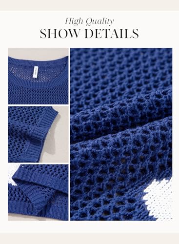 Dokotoo Womens Floral Fashion Summer Tops 2026 Short Sleeve Crochet Sweaters Swimsuit Cover Ups Lightweight Knit Pullover