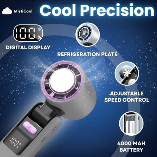 Misticool ArcticPad Portable Peltier Chill-Pad Fan with LED Display, 13K RPM & 100 Speeds (2–6 H Runtime & 1.5 H Fast Char...