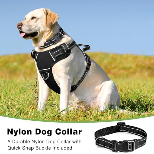 WINSEE Dog/Pet Harnesses No Pull with Dog Collar, Adjustable Reflective Oxford Outdoor Vest, Front/Back Leash Clips for Sm...