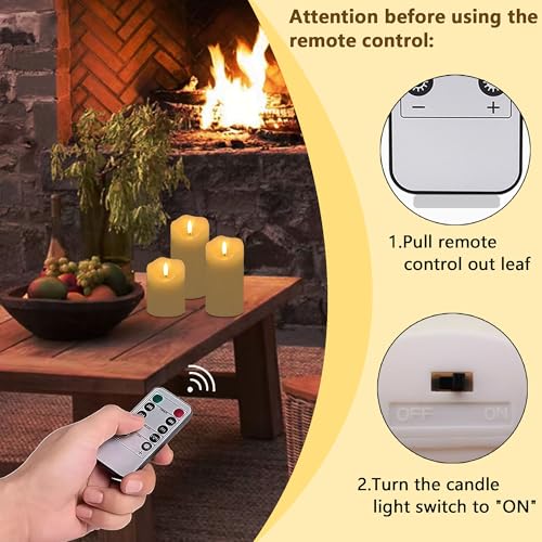 VIEWELLD Flickering Flameless Candles with Remote and Timer, Realistic LED Candles, Battery Operated Candles for Christmas...