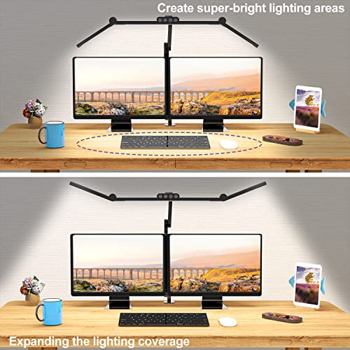 Micomlan Led Desk Lamp with Clamp, Architect Desk Lamp for Home Office with Atmosphere Lighting, 24W Ultra Bright Auto Dim...