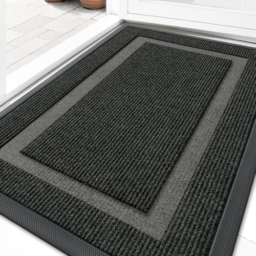 OLANLY Front Door Mat Indoor Outdoor Entrance, Waterproof All-Season, All-Weather Doormat, Sturdy Natural Rubber, Fade Res...