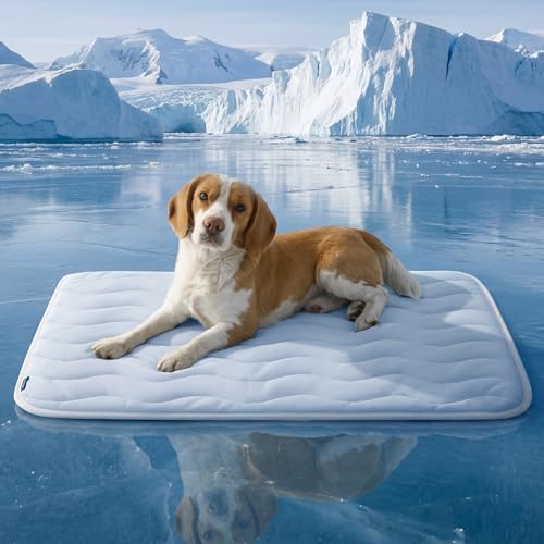 Bedsure Cooling Mat for Large Dogs - Q-Max>0.4 Thin Breathable Cooling Crate Pad Indoor for Pet with Chill Cool Fiber as C...