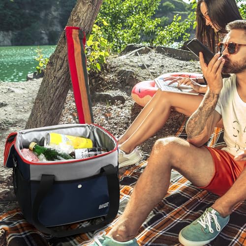 MIER Expandable 24L Lunch Bag Double Layer Insulated Cooler Tote Soft Cooler Bags 30Can Mens Adults Lagre Leakproof Lunch ...