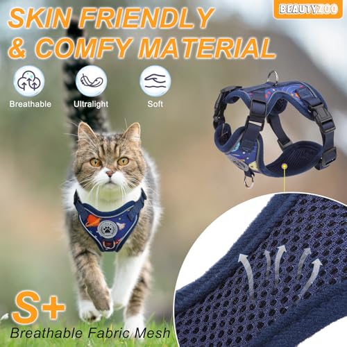 BEAUTYZOO Cat Harness and Leash for Walking, Escape Proof Soft Adjustable Vest Harnesses for Small Cats Kittens, Easy Cont...