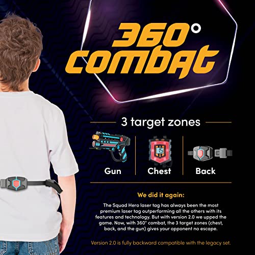 Squad Hero Rechargeable Laser Tag 360° Sensors + LCDs - Set of 4 - Easter Gift Ideas for Kids Teens and Adults Boys & Girl...