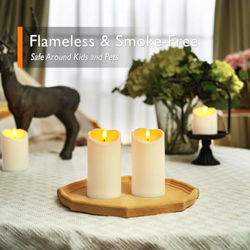 Homemory 6"x3" Outdoor Waterproof Flameless Candles, LED Candles, Battery Operated Candles with Remote and Timers, Electri...