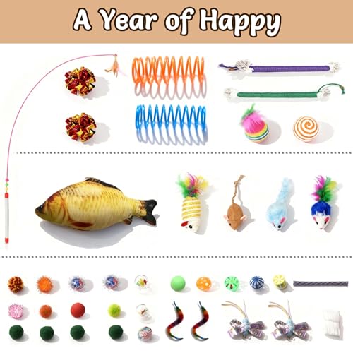 MOYMO Cat Tunnel Bed with 40 Pcs Interactive Cat Toys, Cat Tube with Kitten Toys for Indoor Kittens, Collapsible Play Tunn...