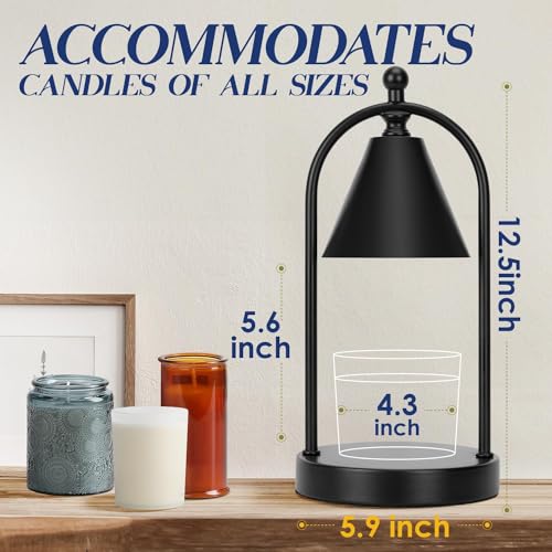 Soilsiu Candle Warmer Lamp with Timer, Electric Black Candle Warming Light for Bedroom, Dimmable Wax Melts Warmer for Home...