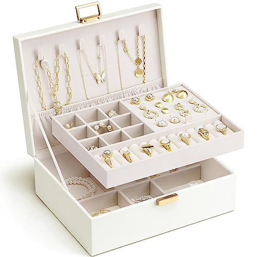 VLANDO Jewelry Box for Women, Gift for Women Girls,2 Layer Jewelry Box,Large Jewelry Organizer for Women Removable Jeweler...