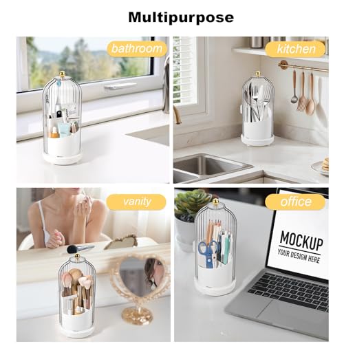 Rotating Toothbrush Holders with Cover, Dustproof Toothbrush Holder with Sliding Lid Electric Tooth Brush and Toothpaste O...