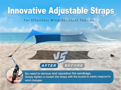 BESTSET 10×10ft UPF50+ Beach Tent Sun Shelter, Windproof Stable Outdoor Pop Up Beach Shade Canopy for Camping, Fishing, Ba...