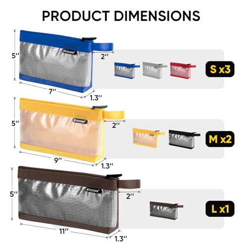 TICONN Tool Pouch, 1680D Oxford Small Tool Bag, Tool Pouches with Zipper, Clear Utility Bag Zipper Pouch for Tool Organize...