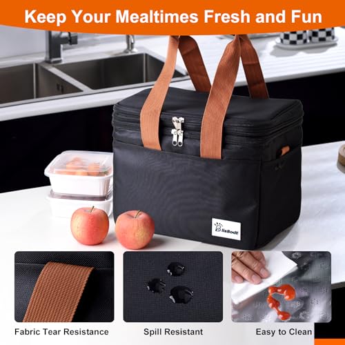 Lunch Bag Upgraded Insulated Lunch Box for Men and Women - 15-20L Expandable Double Deck, Leakproof Soft Cooler Bag with S...