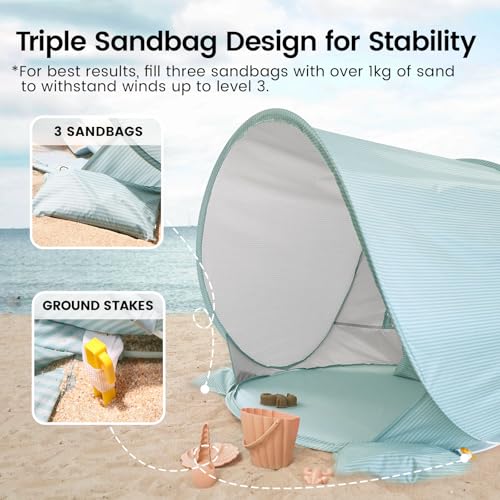 Tiny Land Baby Beach Tent – Pop Up Baby Tent with UV Protection, Portable Baby Beach Essentials, 35"x28"x32" Sun Shelter f...