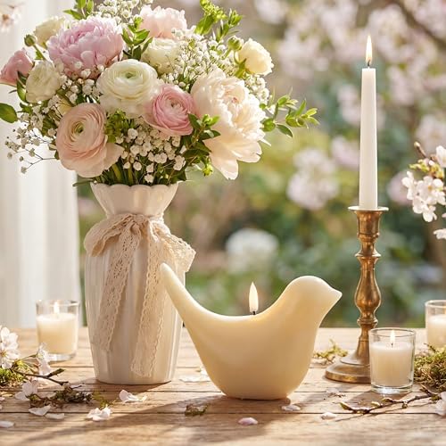 Treela Flameless Bird Figural Candle Flameless LED Candle Bird Figural Real Wax for Spring Holiday Decoration 6.7 x 3 Inc...